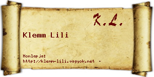 Klemm Lili névjegykártya